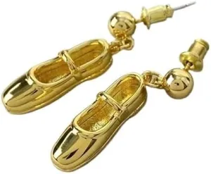 Ballet Slippers Stud Earrings, Mini Geometric Line Design, Sleek Alloy Earrings for Men and Women, Gold and Silver Plated