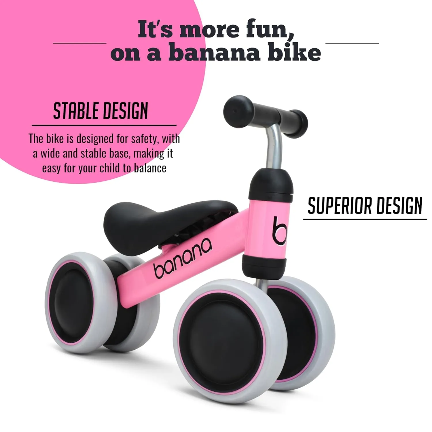 banana bike & Lava Sport Baby Balance Bike - Bicycle Gift Toys for 1-2 Year Old Boys and Girls - Toddler Bikes with 4 Wheels - No Pedal Riding Toy for Babies - First Birthday Gifts, retrospec