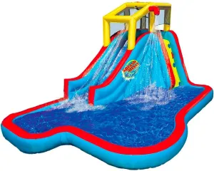 Banzai Inflatable Pool Water Slide, Blow Up Backyard Splash House, Slide N’ Soak