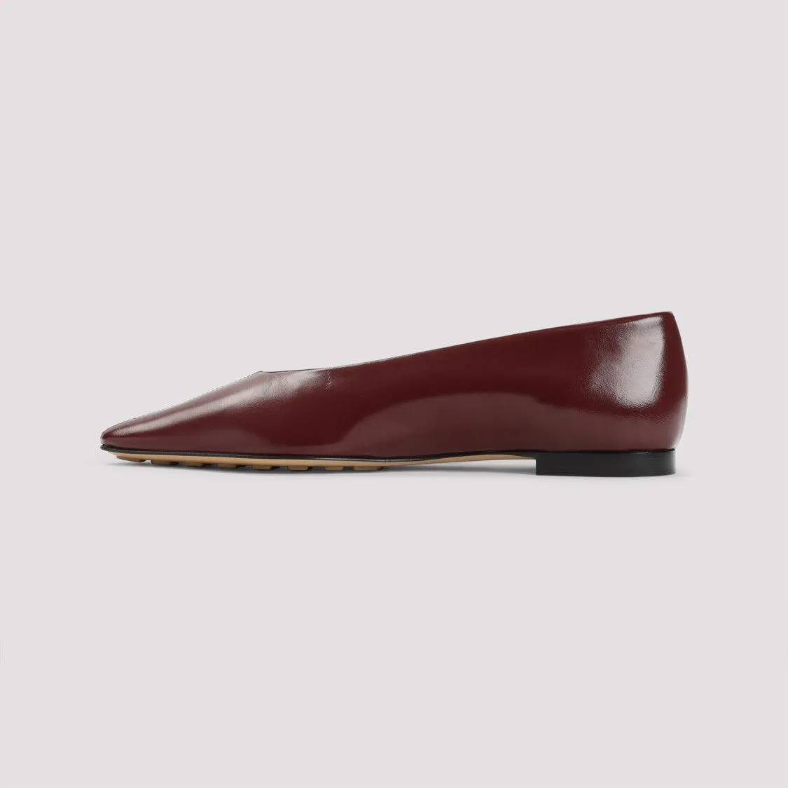 Barolo Red Nappa Leather Sofia Ballet Flat Ballerinas