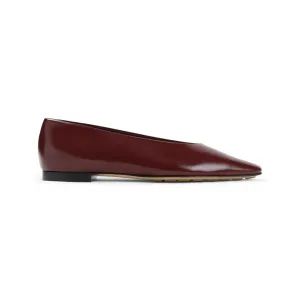 Barolo Red Nappa Leather Sofia Ballet Flat Ballerinas