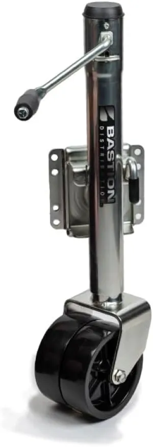 Bastion Distribution Boat Jack/Marine Jack with Double Wheel | Swivel Mount | Bolt On | Smooth Operation | Side-Wind Crank | 6" Wheel | 1500lb Capacity | BD-SW-1500-SM-CW-002