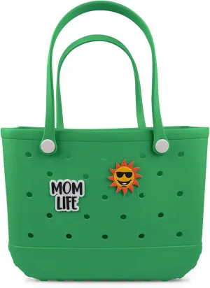 Beach Rubber Bag Tote Bag,Extra Large Waterproof Travel Women Handbag with Charms for Sports Beach Groceries Pool
