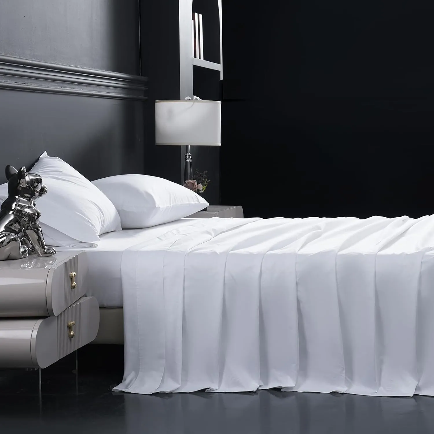 Bedlifes Queen Size Cotton Bed Sheets 1200 Thread Count Egyptian Cotton Sheet Set-100% Cotton White Sheets Luxury Hotel Cooling Sheets-Breathable Soft Smooth-Sateen Weave-16 Deep Pocket-White-Queen