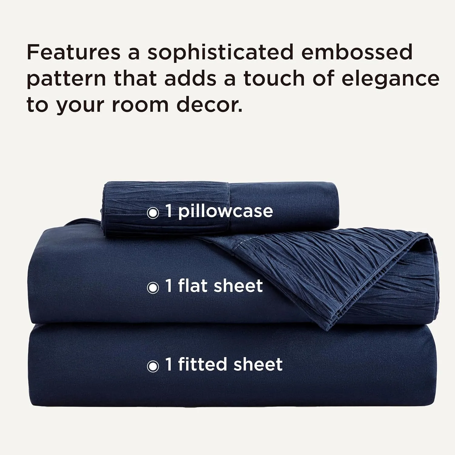 Bedsure Twin Sheets Set - 3 Pieces Soft Twin Bed Sheets - Breathable & Cooling - Hotel Luxury - Easy Care Polyester Microfiber Bedding for Women, Men, Navy