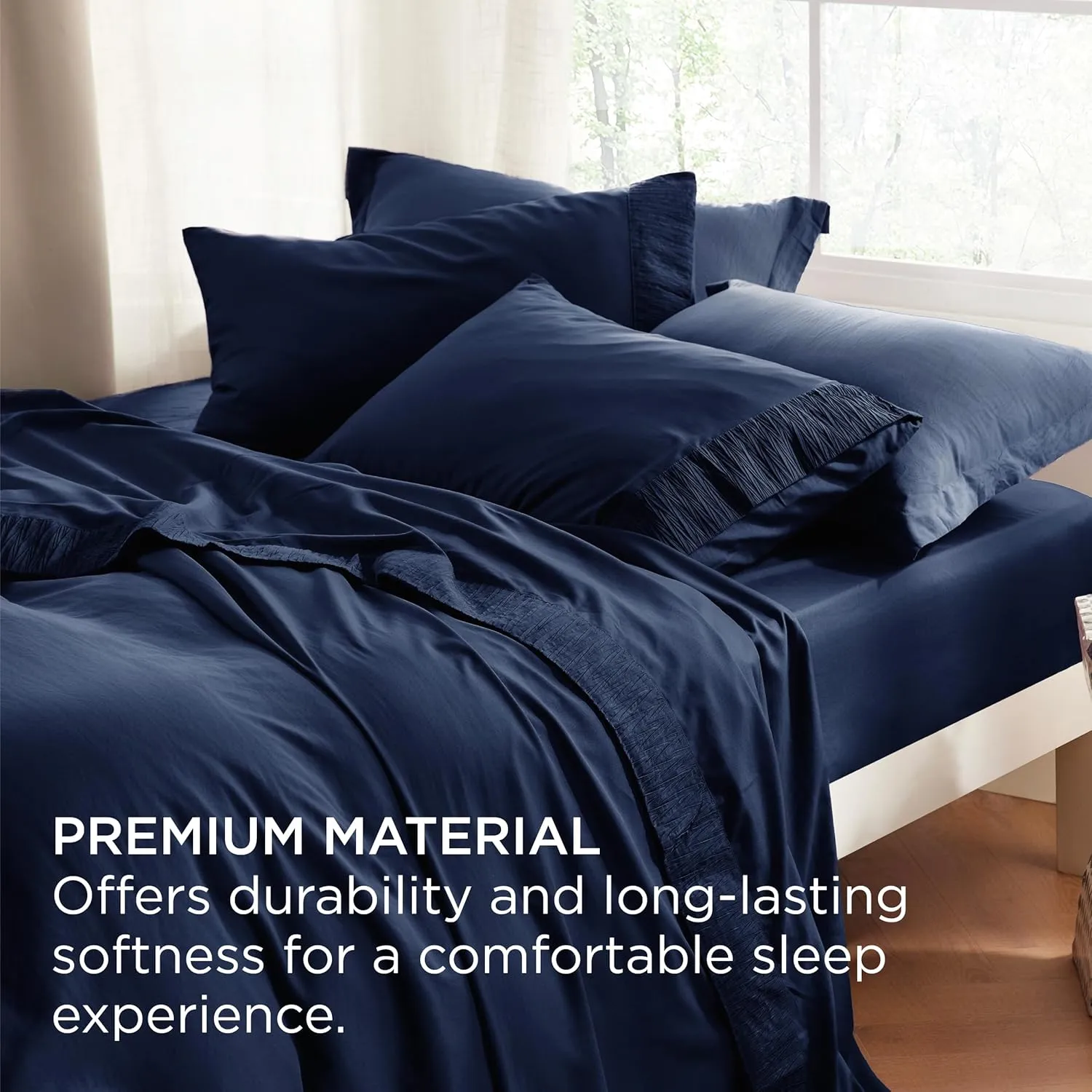 Bedsure Twin Sheets Set - 3 Pieces Soft Twin Bed Sheets - Breathable & Cooling - Hotel Luxury - Easy Care Polyester Microfiber Bedding for Women, Men, Navy
