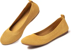 BEJINASH Ballet Flats for Women Soft Slip On Flat Shoes Knit Round Toe Work Flat Mesh Woman Walking Shoes Comfortable Casual