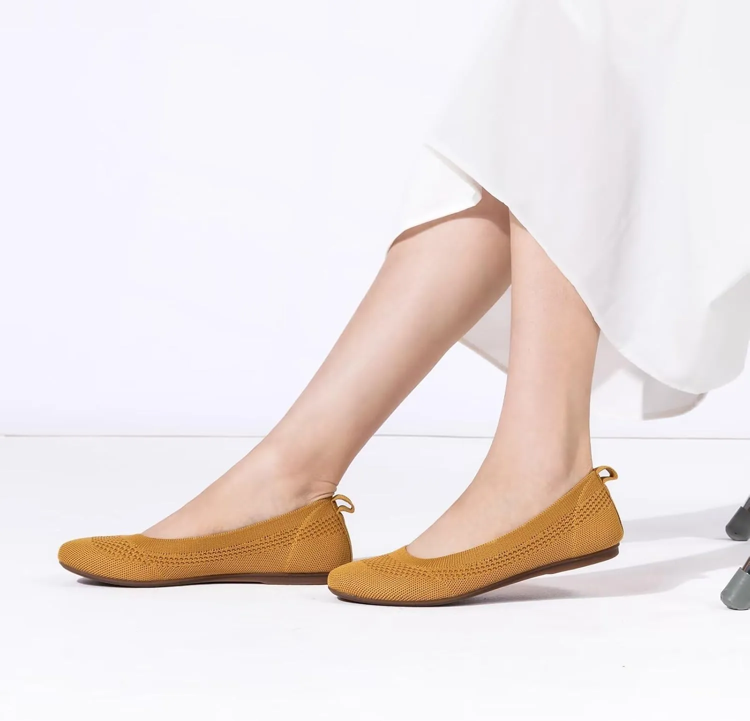 BEJINASH Ballet Flats for Women Soft Slip On Flat Shoes Knit Round Toe Work Flat Mesh Woman Walking Shoes Comfortable Casual