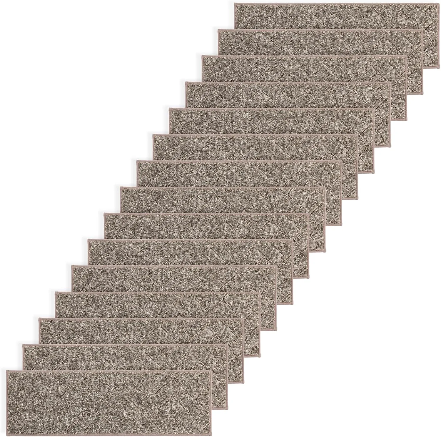 BEQHAUSE Stair Treads Non Slip Stair Runners Step Carpet Mat for Wooden Steps Indoor Machine Washable 28inX9in Edging Polyester Soft Stair Rugs for Kids Elders Pets with TPE Backing(Beige,15pcs)