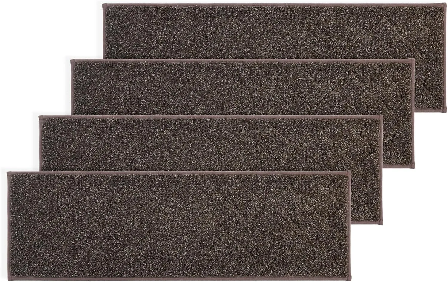 BEQHAUSE Stair Treads Non Slip Stair Runners Step Carpet Mat for Wooden Steps Indoor Machine Washable 28inX9in Edging Polyester Soft Stair Rugs for Kids Elders Pets with TPE Backing(Brown,4pcs)
