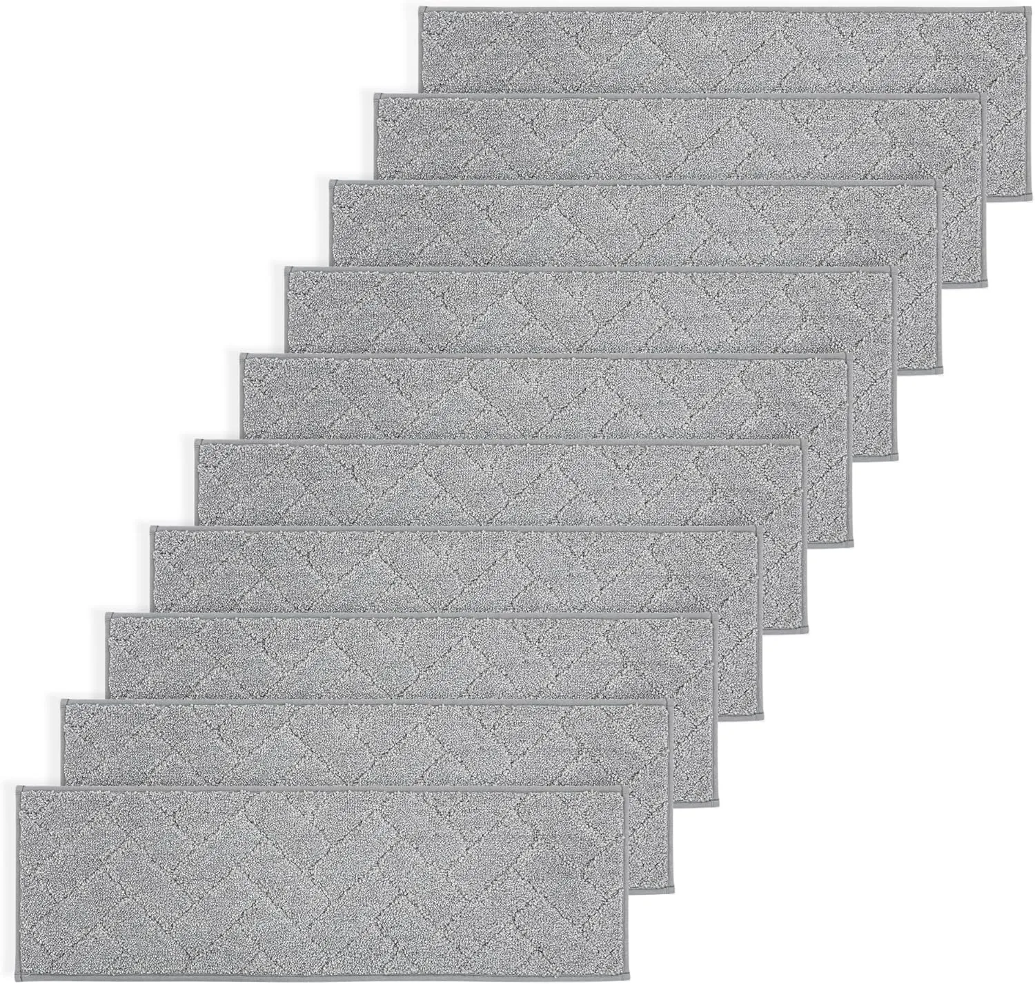 BEQHAUSE Stair Treads Non Slip Stair Runners Step Carpet Mat for Wooden Steps Indoor Machine Washable 28inX9in Edging Polyester Soft Stair Rugs for Kids Elders Pets with TPE Backing(Grey,15pcs)