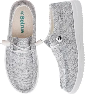 Betrue Lightweight Boat Shoes for Women, Womens Casual Loafers, Womens Slip On Deck Shoes, Breathable Canvas Sneakers for Women
