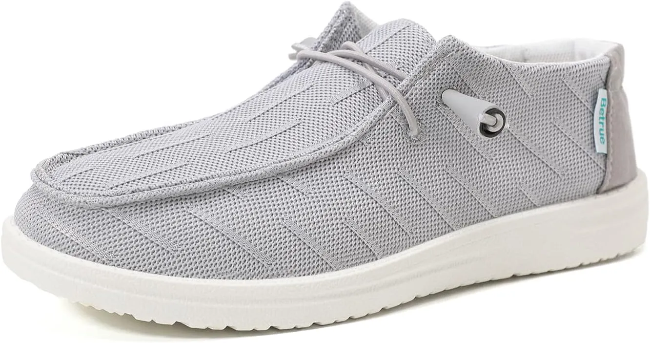 Betrue Women's Lightweight Boat Shoes, Casual Loafers, Slip On Deck Shoes, Breathable Canvas Sneakers