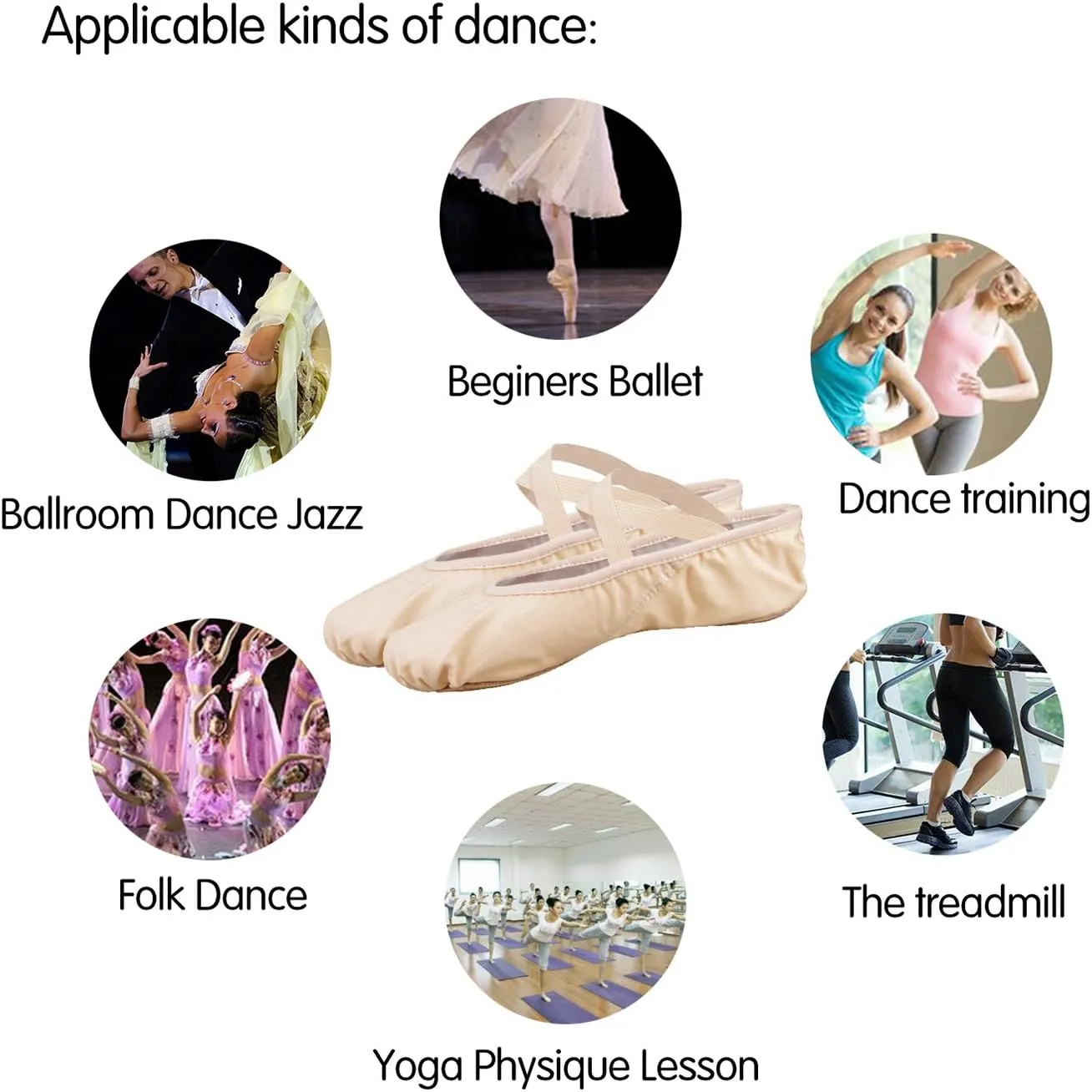 Bezioner Girls Canvas Ballet Shoes Ballet Slipper for Kids Women,Yoga Shoes for Dancing
