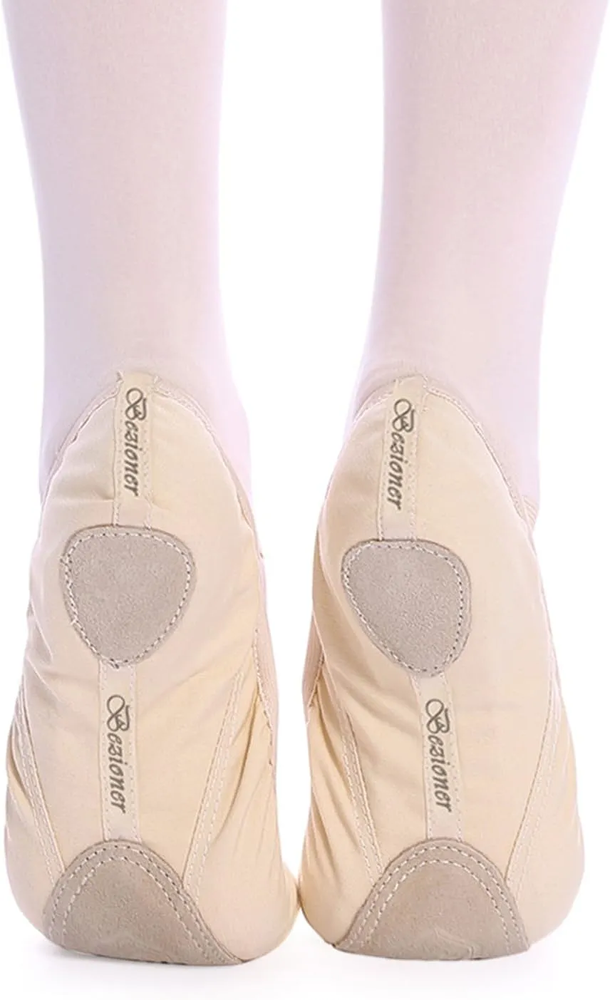 Bezioner Girls Canvas Ballet Shoes Ballet Slipper for Kids Women,Yoga Shoes for Dancing