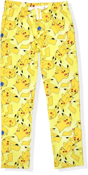Bioworld Pokémon Men's Pikachu Allover Character Subtle Tie Dye Adult Sleep Bottoms Pajama Pants