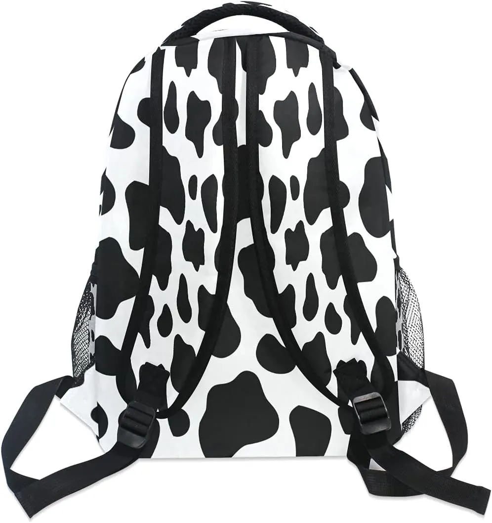 Black And White Cow Print Backpacks For Kids School Backpack Shoulder Bag Bookbag Big For Boys Girls Student Elementary