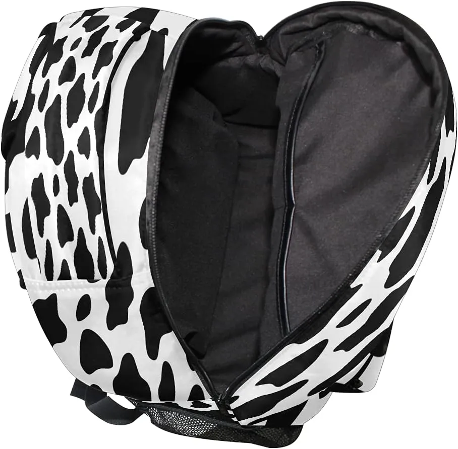 Black And White Cow Print Backpacks For Kids School Backpack Shoulder Bag Bookbag Big For Boys Girls Student Elementary