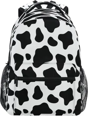 Black And White Cow Print Backpacks For Kids School Backpack Shoulder Bag Bookbag Big For Boys Girls Student Elementary