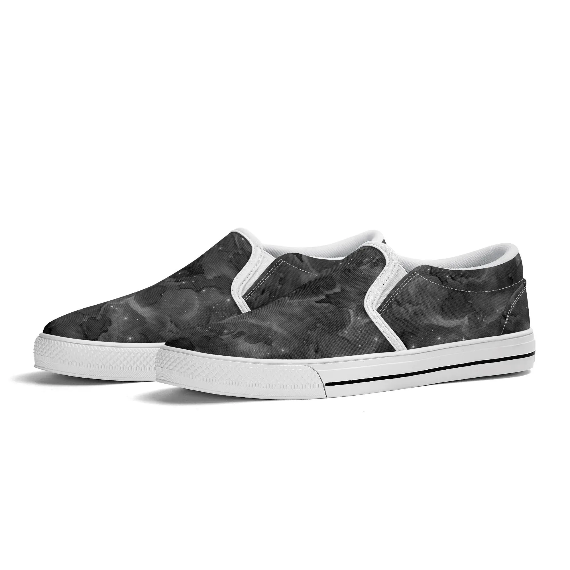 Black Galaxy - Mens Rubber Slip On Shoes - Black or White Accent