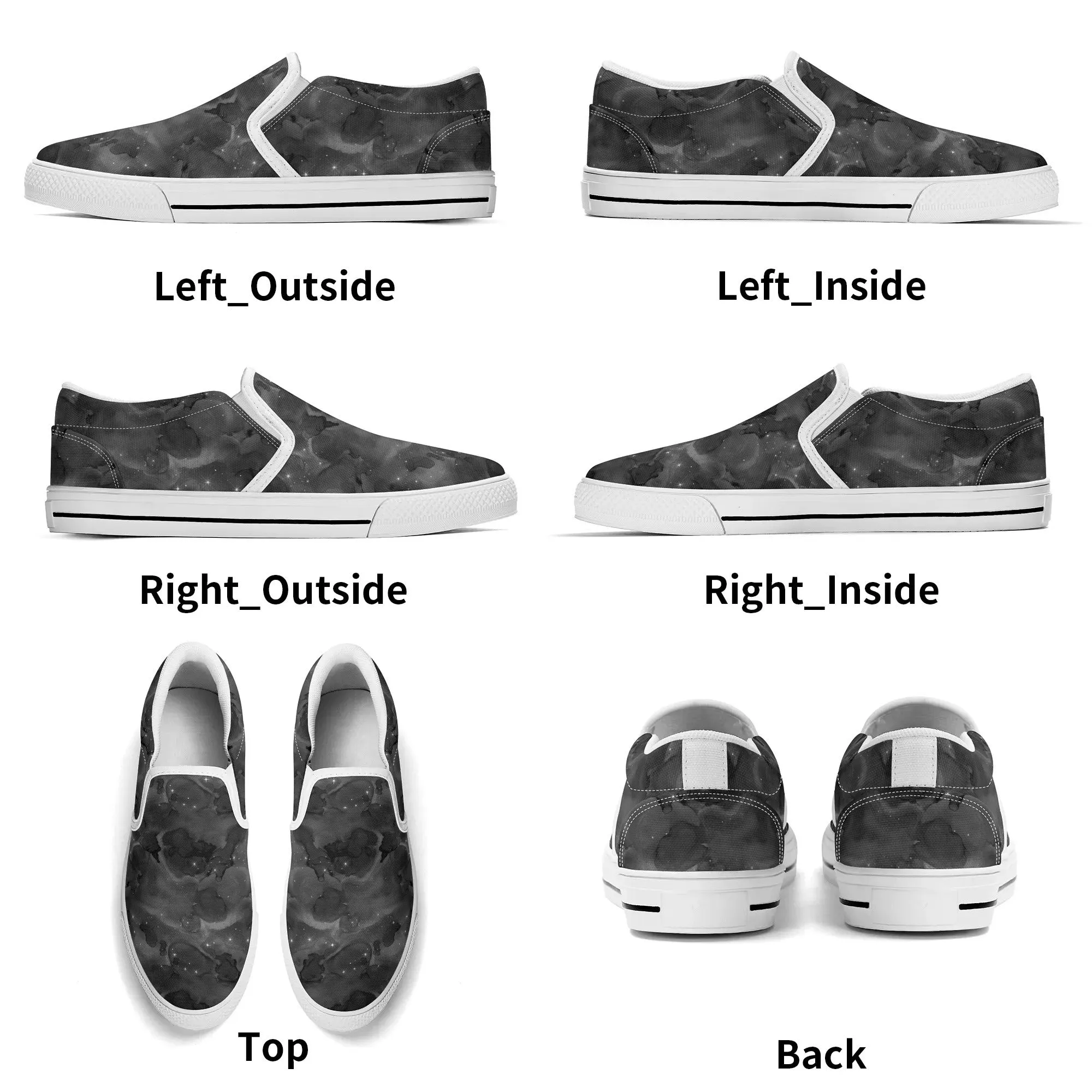 Black Galaxy - Mens Rubber Slip On Shoes - Black or White Accent