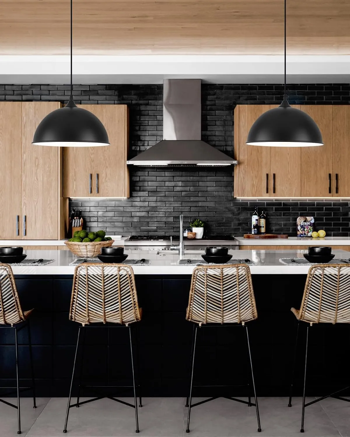 Black Pendant Lights Kitchen Island 2 Pack, 11.8" Farmhouse Dome Pendant Light, Adjustable Height Ceiling Hanging Lamp for Dining Room Bedroom