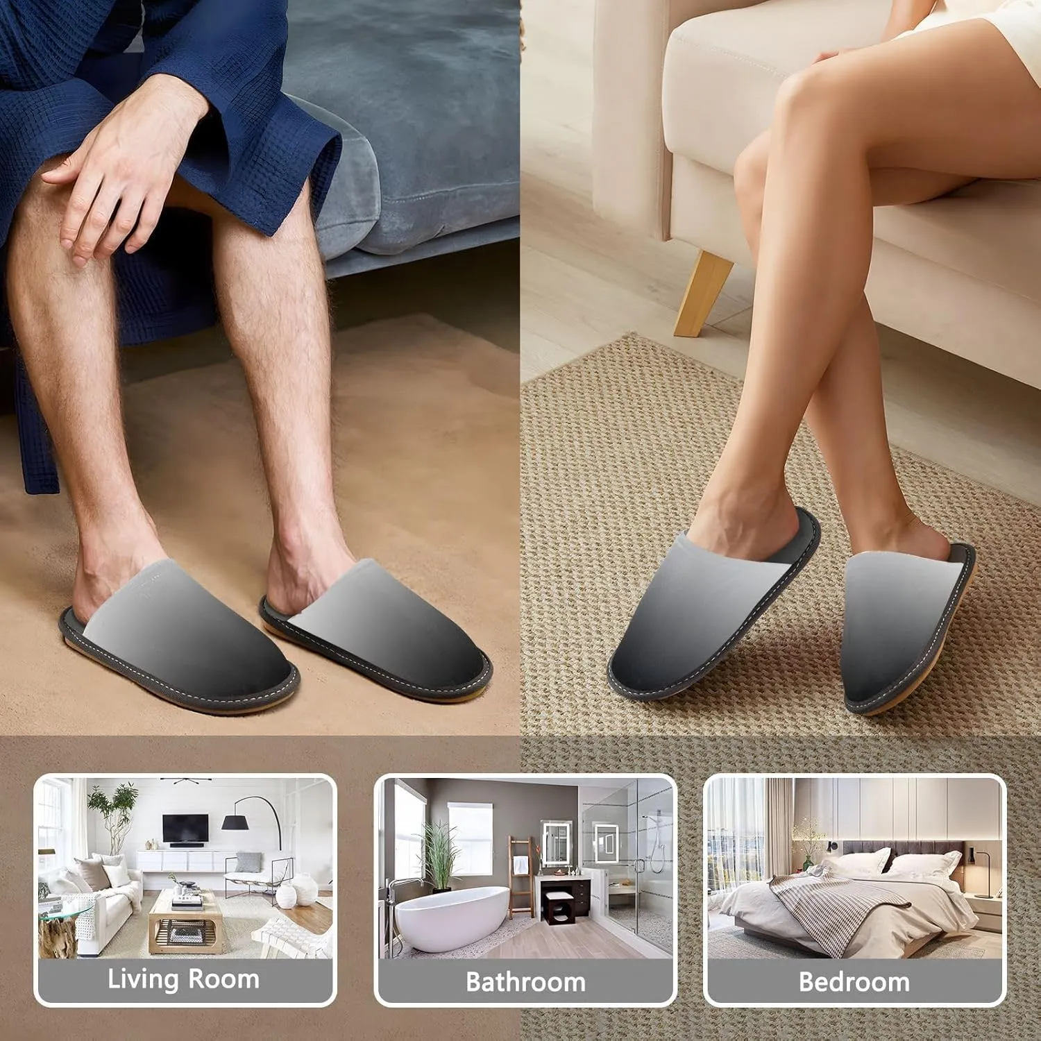 Black Red House Slippers for Women Men Non-Slip Slip On Slippers