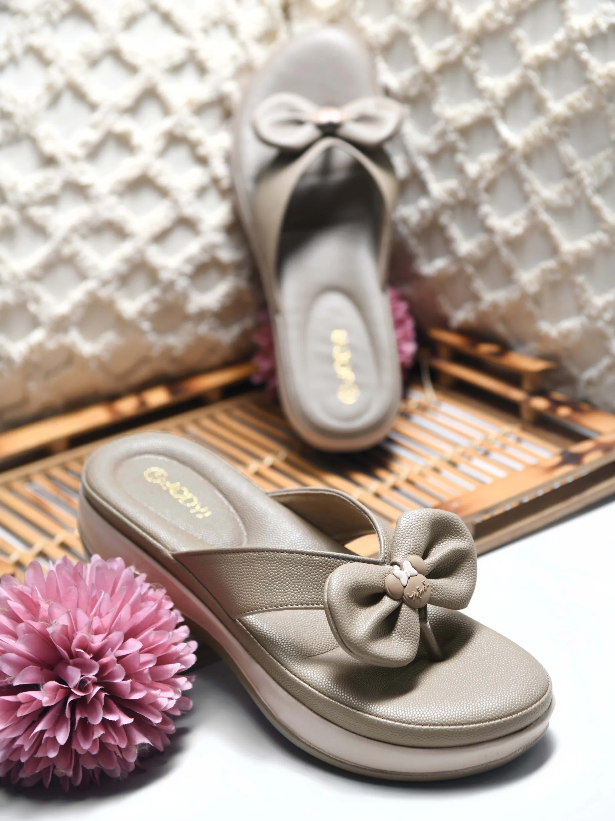Blossom Bow Slip-On Slippers