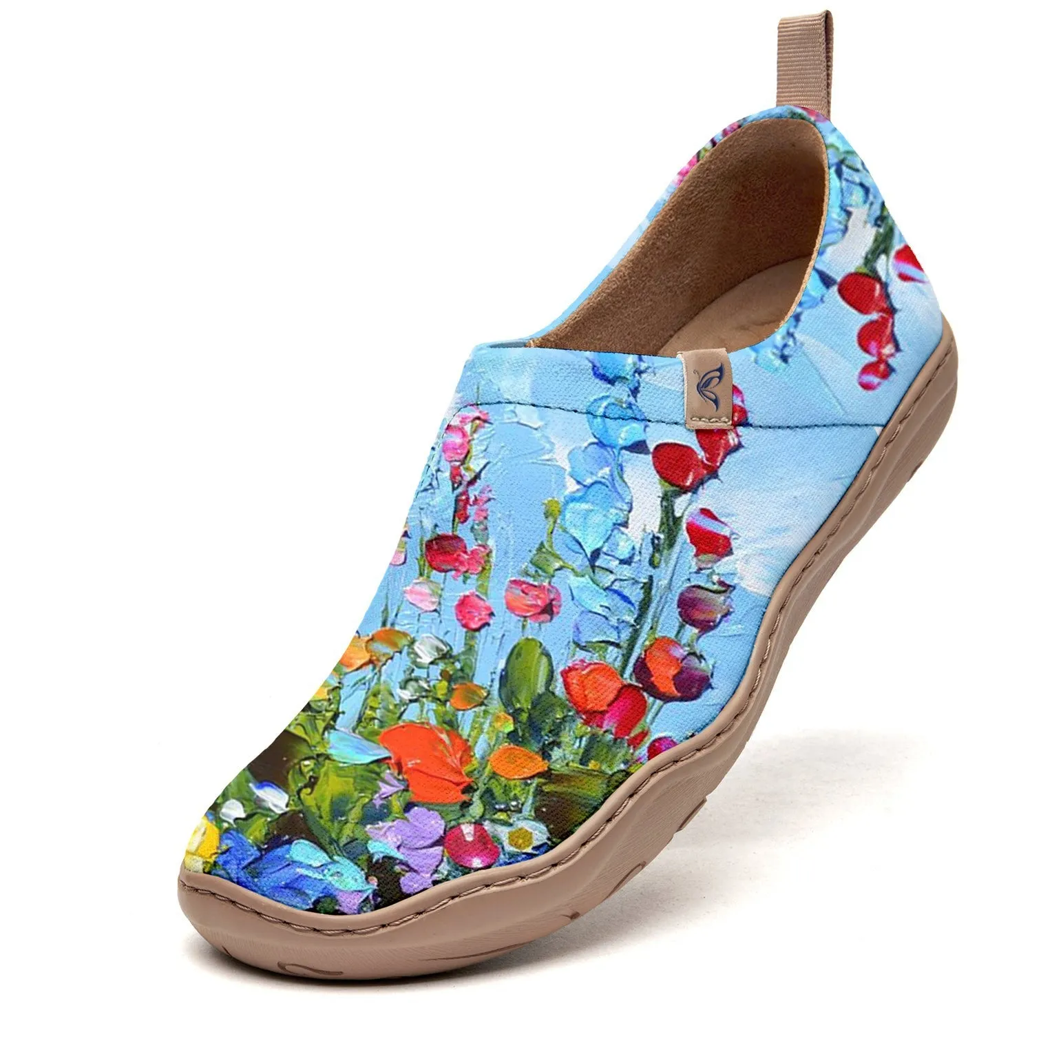 Blue Floral Oil Painting Slip-On