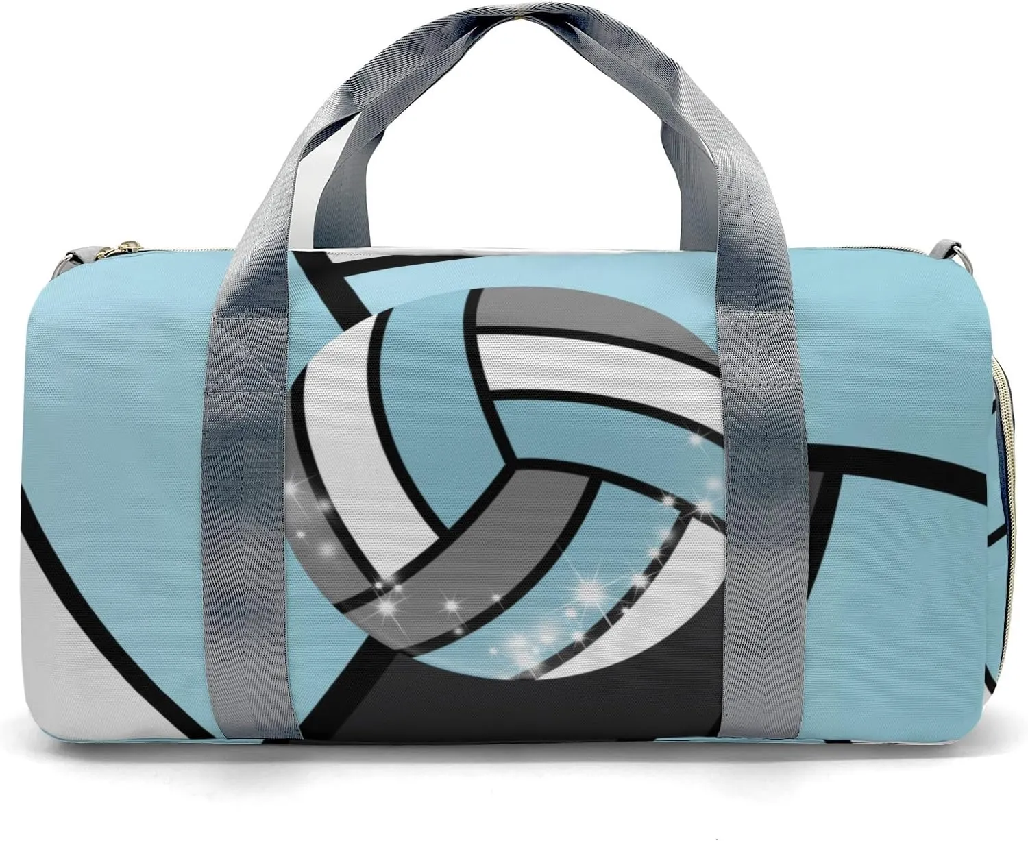 Blue Volleyball Waterproof Duffel Bag Adjustable Shoulder Strap Perform Training Travel Bag for Boys Girls Teens Women Men