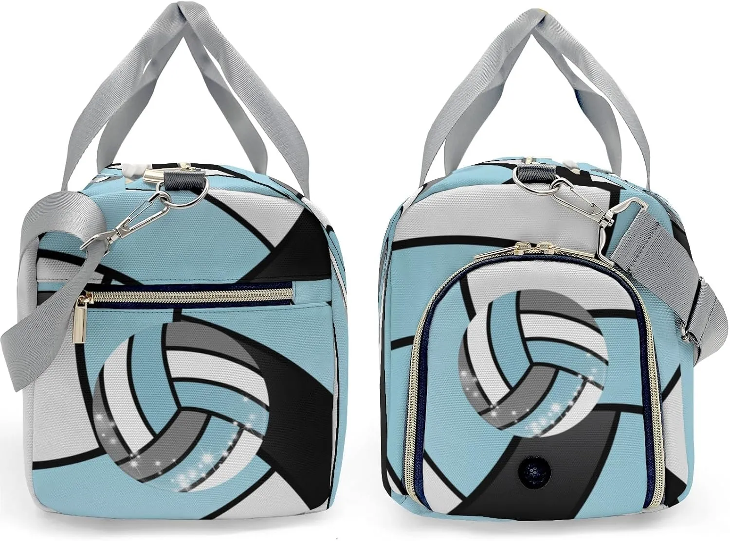 Blue Volleyball Waterproof Duffel Bag Adjustable Shoulder Strap Perform Training Travel Bag for Boys Girls Teens Women Men