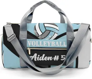 Blue Volleyball Waterproof Duffel Bag Adjustable Shoulder Strap Perform Training Travel Bag for Boys Girls Teens Women Men