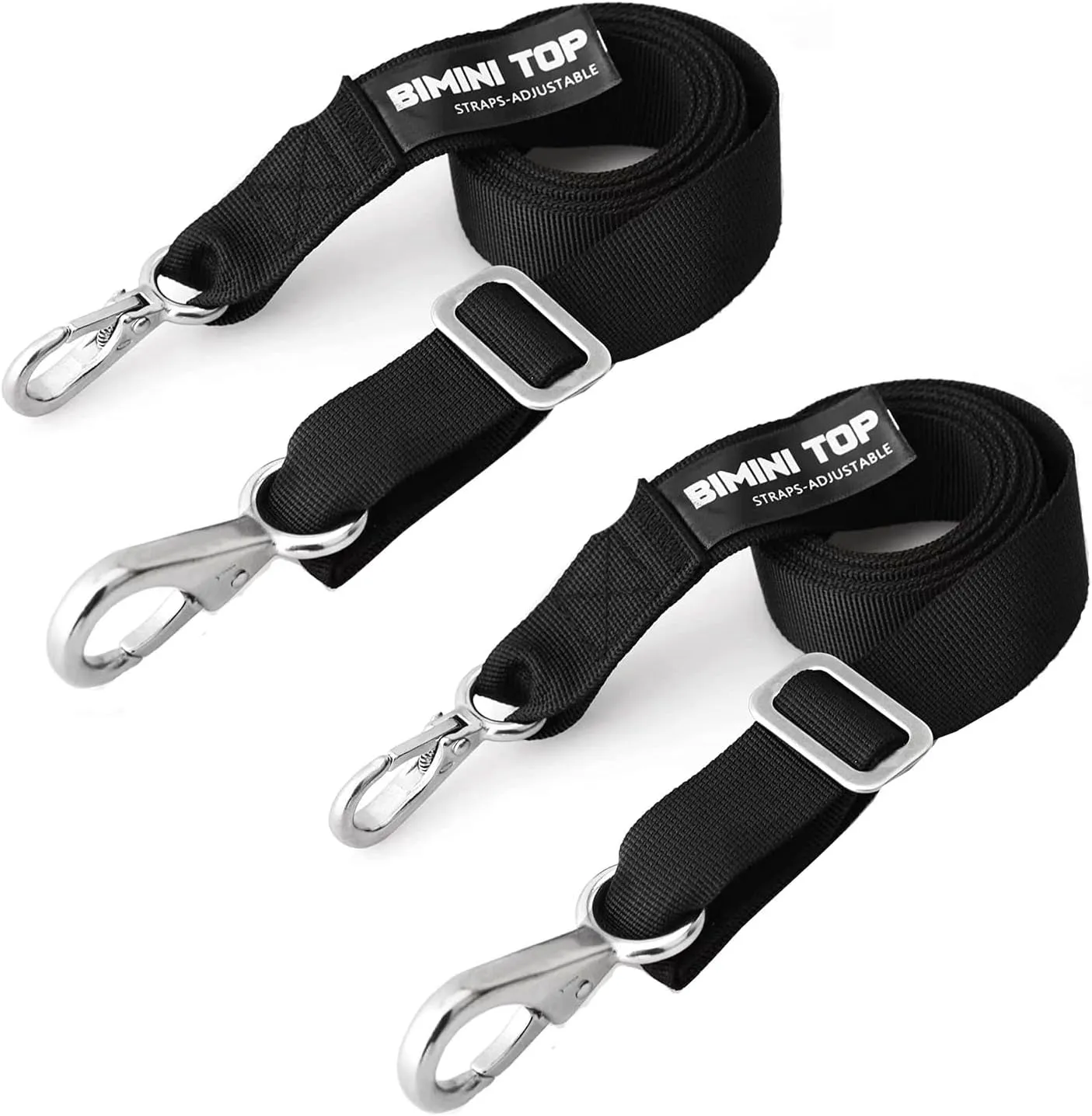 Boat Adjustable Bimini Top Straps,Boat Awning Webbing Straps with Stainless Stee Snap Loops Adjustable,Bimini Top Hardware,Marine Nylon Top Straps,Boat Awning Hardware 2PCS