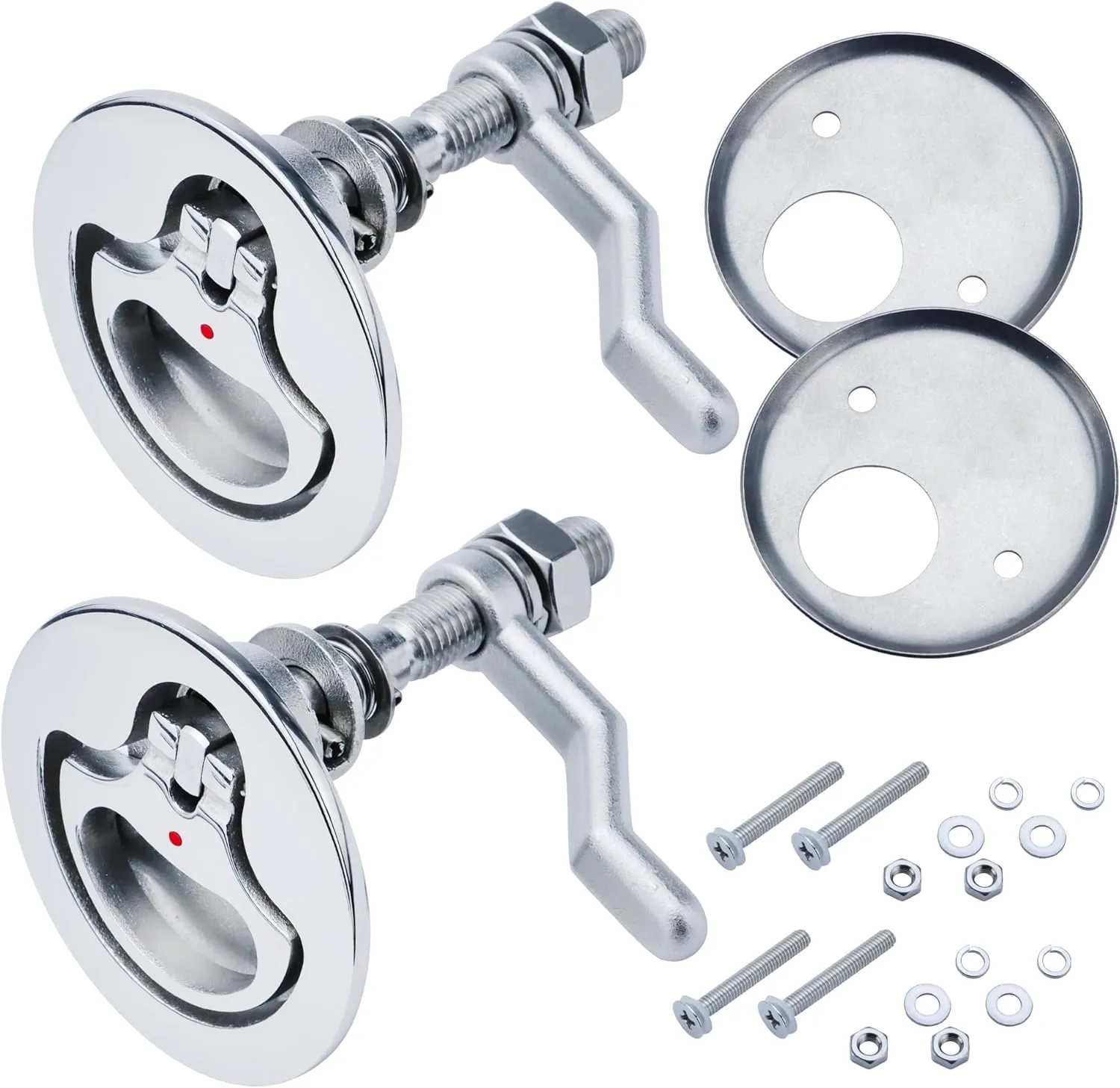 Boat Cam Latch, Marine 316 Stainless Steel Boat Hatch Latch with Back Plate, Flush Pull Handle & Adjustable Arm Includes Installation Screws Marine Hatch Deck Hardware for Ships, Yachts, RVs 1pcs/2pcs