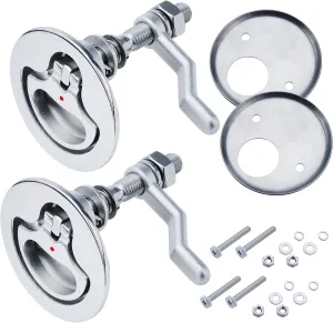 Boat Cam Latch, Marine 316 Stainless Steel Boat Hatch Latch with Back Plate, Flush Pull Handle & Adjustable Arm Includes Installation Screws Marine Hatch Deck Hardware for Ships, Yachts, RVs 1pcs/2pcs