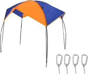 Boat Canopy, Polyester PU Coating Boat Shades Canopy Fiberglass Pole Boat Sun Shade Inflatable Boat Tent Fishing Tent Sun Shade for Outdoor(4 Persons)