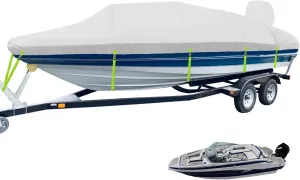 Boat Cover Fit Crownline E210XS/E220XS, 1200D Heavy Duty Polyester with PU Coating, 20-22ft Trailerable Waterproof Boat Cover & UV Resistant, All-Weather Protection [Motor Cover Included]