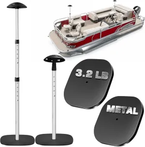 Boat Cover Support Poles with 3.2 LB Metal Base, Adjustable Pontoon Cover Support, Heavy Duty Boat Cover Poles for Pontoon, Aluminum Cover Support System with EVA Protective Foam,2 Pack