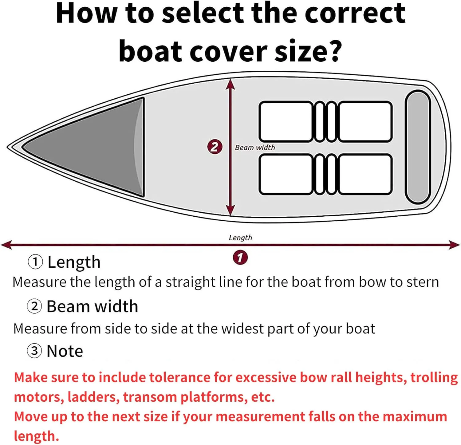 Boat Cover with Motor Cover 11-22 Ft, 600D Heavy Duty Waterproof Boat Cover, UV Resistant Fishing Boat Cover, Trailerable Boat Cover fits V-Hull Tri-Hull Runabouts (Red, 19-20ft)