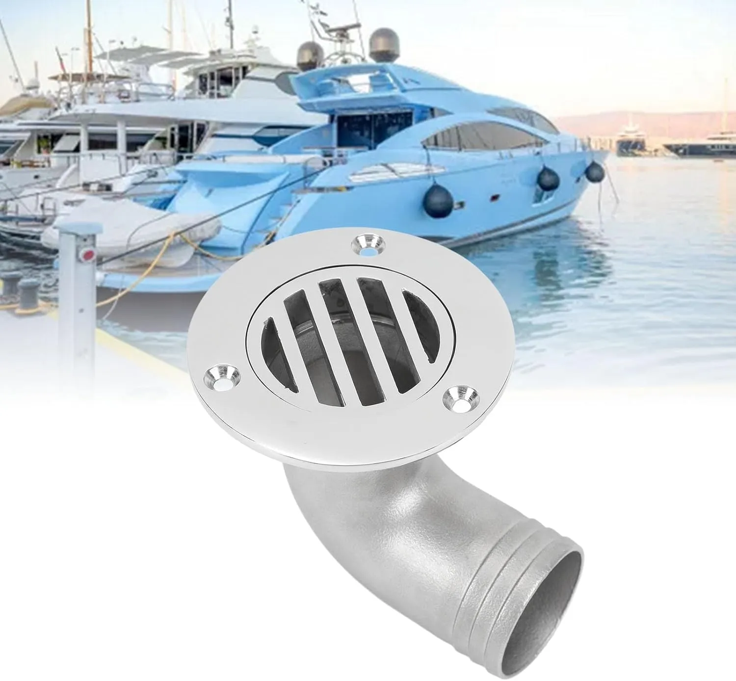 Boat Deck Drain Stainless Steel Rugged Sturdy Split Design Elbow Multipurpose Marine Yacht