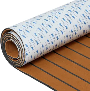 Boat Deck Flooring EVA Foam Boat Decking, 94 * 35" Faux Teak Marine Boat Flooring EVA Foam Sheet for Motor Boat, RV, Swimming Pool(94 * 16", Brown)