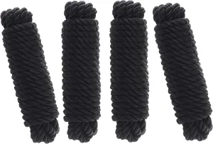 Boat Dock Lines 3 Strand Twisted Marine-Grade Black Nylon Dock Lines 4 Pack (3/8" X 20') - Ultimate Boat Mooring Lines with 12" Eyelet for Secure Outdoor & Marine Activities