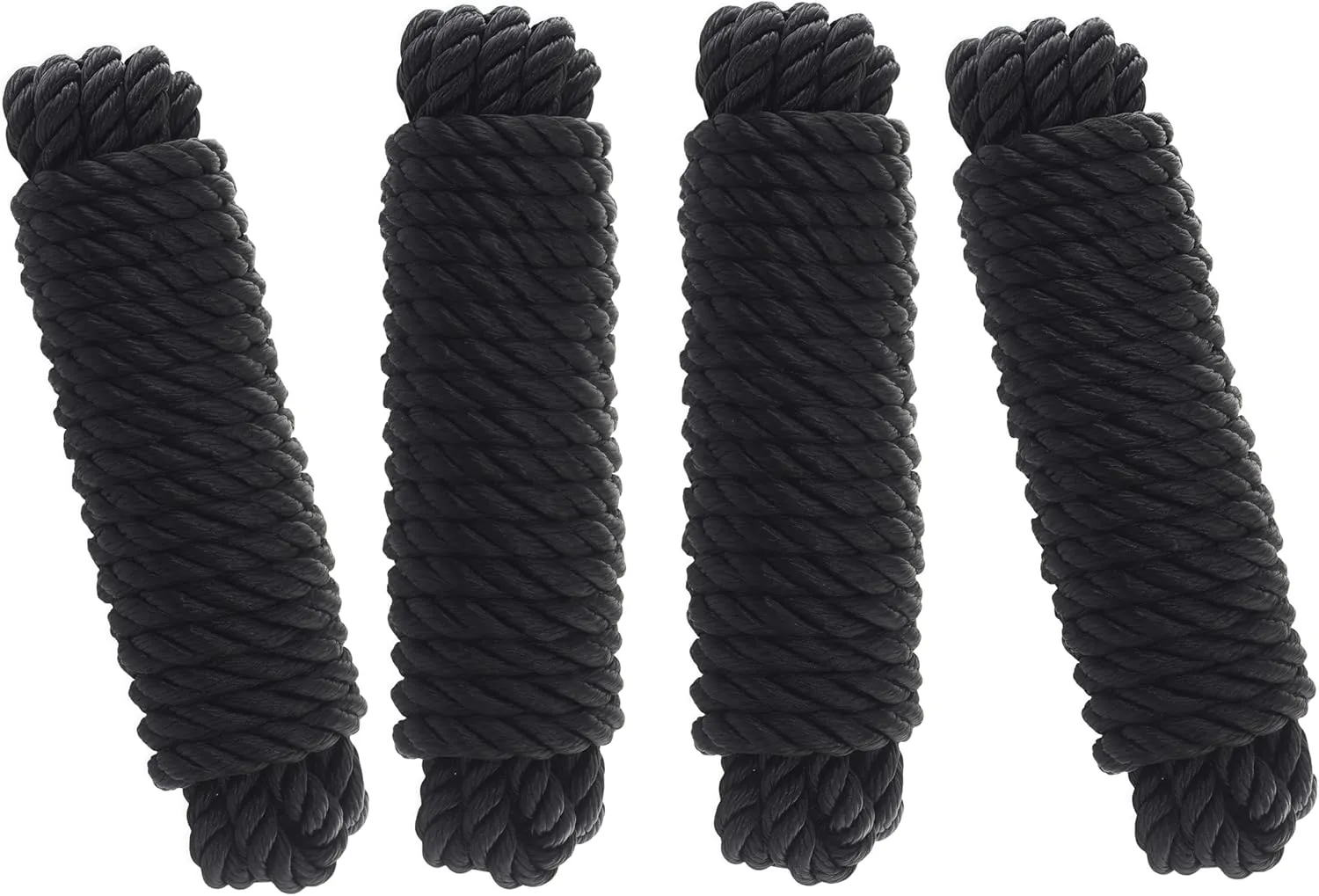 Boat Dock Lines 3 Strand Twisted Marine-Grade Black Nylon Dock Lines 4 Pack (3/8" X 20') - Ultimate Boat Mooring Lines with 12" Eyelet for Secure Outdoor & Marine Activities