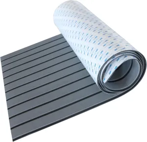 Boat Flooring EVA Foam 3M Self-Adhesive Decking Boat Carpet Faux Teak Marine Carpet Non-Slip Flooring for RV Floor Yacht Trailer Swim Platform Stair Steps(Darkgrey/Black Lines,94.5"x24")