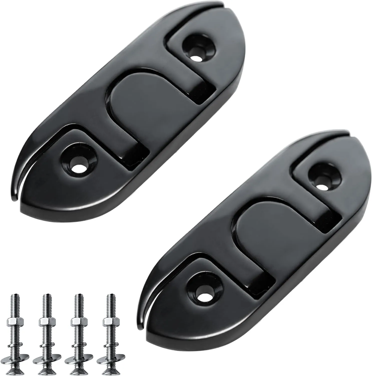 Boat Folding Cleats Black 4-1/2 inch Flip Up Boat Cleats 316 Stainless Steel Rope Cleats Marine Grade Flush Mount Boat Dock Cleats for with Installation Accessories
