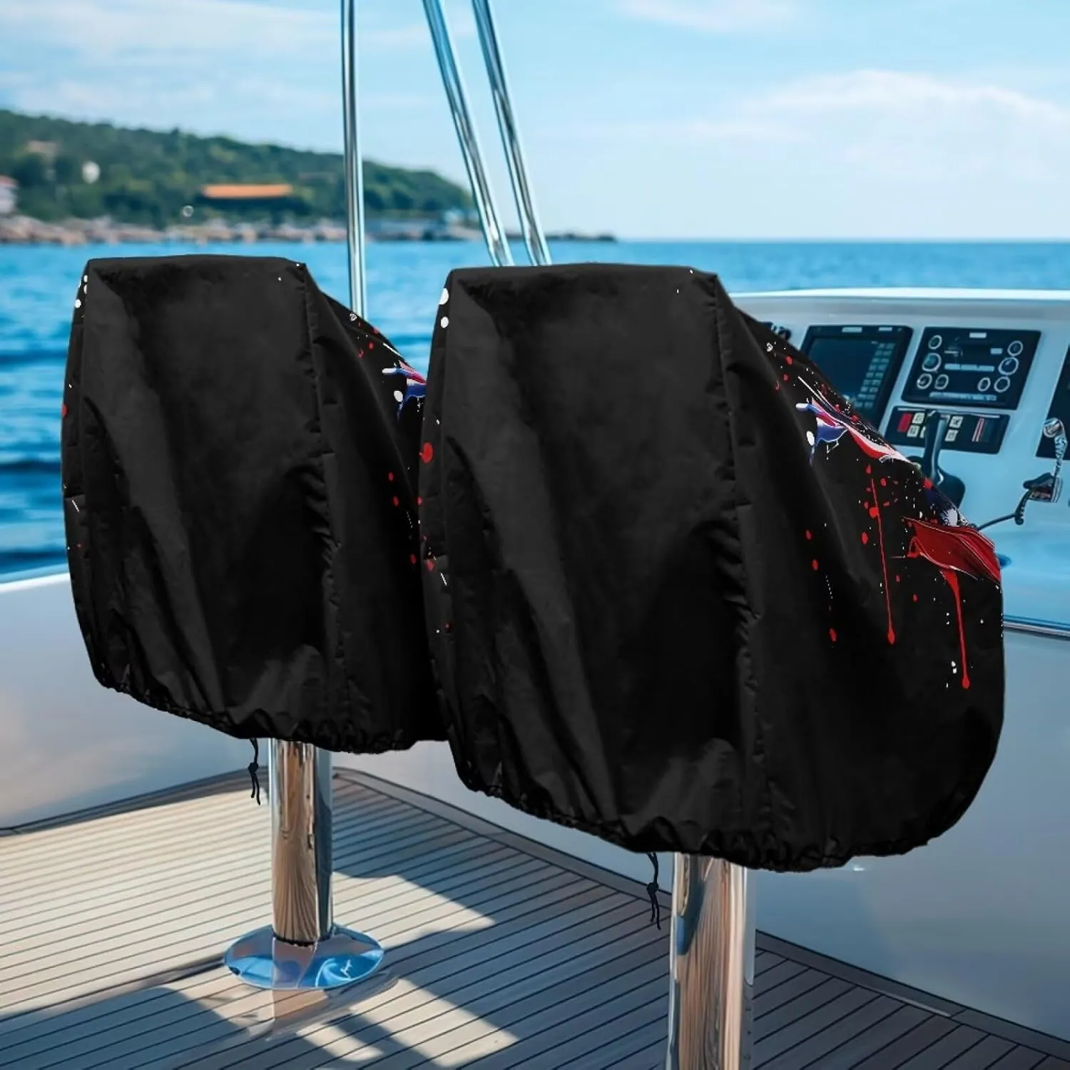 Boat Folding Seat Cover(2 Pack),Explore Land Boat Captain Chair Cover Weather Resistant Outdoor Durable Fishing Chair Cover Protection for Chair American Flag Print