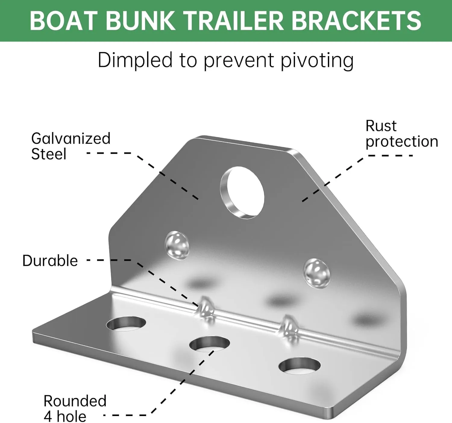 Boat Trailer Bunk Brackets 12-Pack - Galvanized Adjustable Swivel Top Angle Brackets for Pontoon/Jet Ski Trailers, Bolster Bunk Board Mounting Hardware