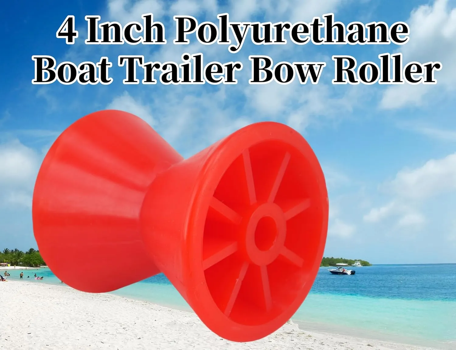 Boat Trailer Roller Parts–Sturdy Bow Roller and Stop,3Inch / 4Inch Boat Trailer Roller with Spoke Fits 1/2" Shaft,PU Marine Keel Trailer Rollers