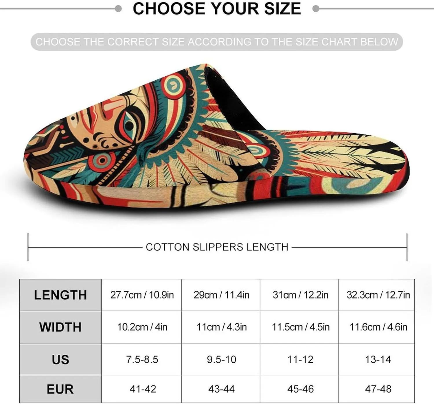 Boho Aztec Ethnic Navajo Tribal Men's Flannel House Slippers Soft Warm Home Shoes Indoor Slip On Shoes
