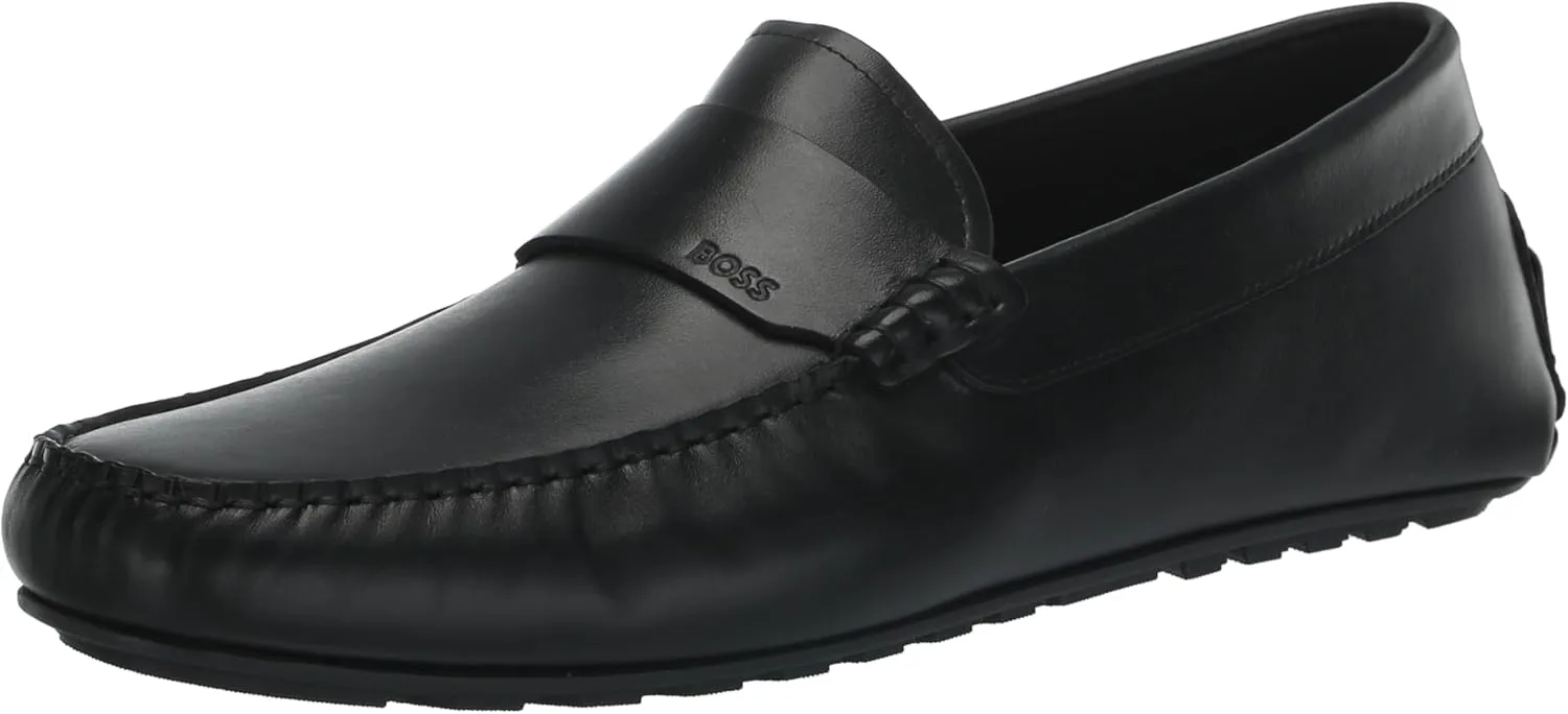 BOSS Men's Smooth Leather Slip on Drivers Loafer